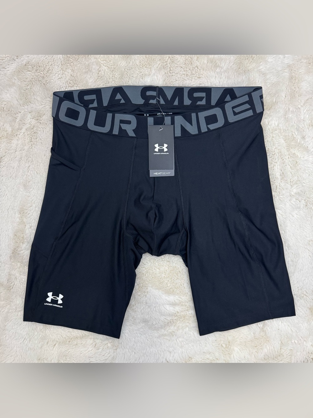Under Armour Men’s HeatGear Compression Shorts - Black with Gray Waistband